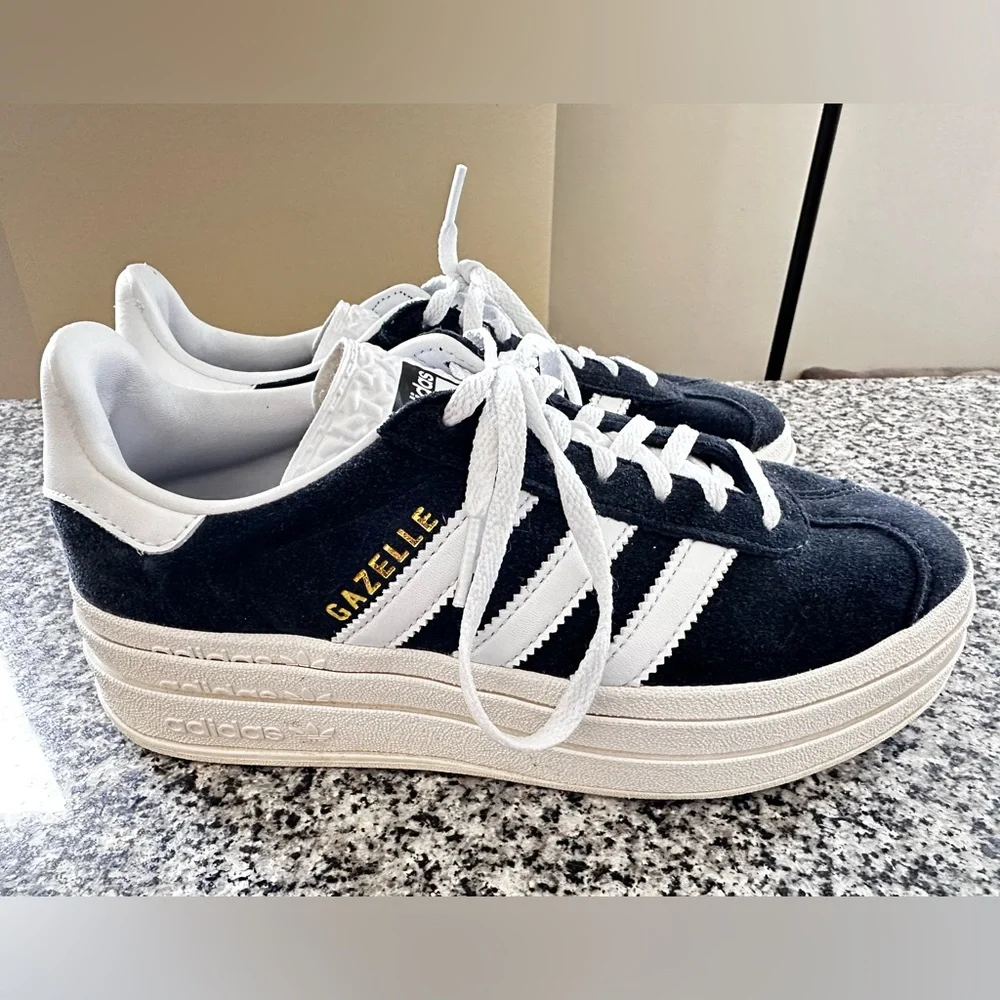 adidas Women's Black and White Suede Sneakers